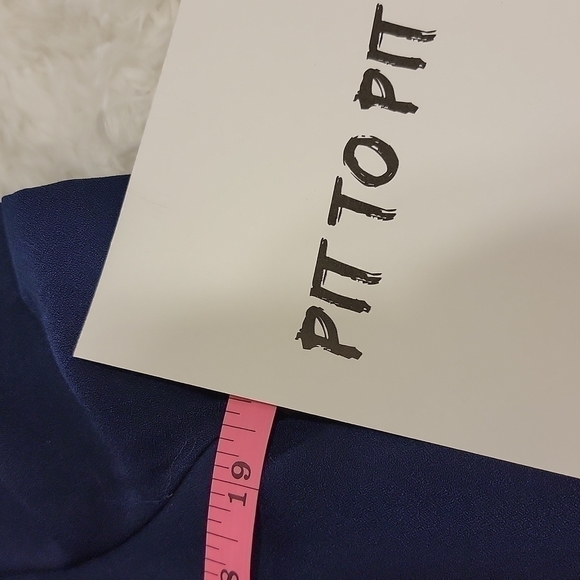 𝅺KATHIE Lee 2 piece navy blue trimmed in white pantsuit size medium - Picture 5 of 10